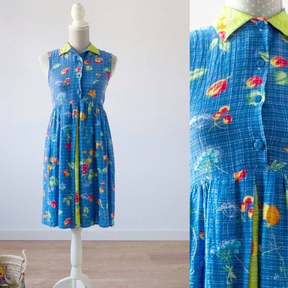 CLEARANCE Vintage 80s/90s Fruit Print Sundress XS/S - Picture 2 of 8